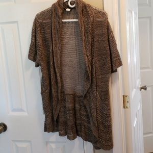 Brown short sleeve cardigan